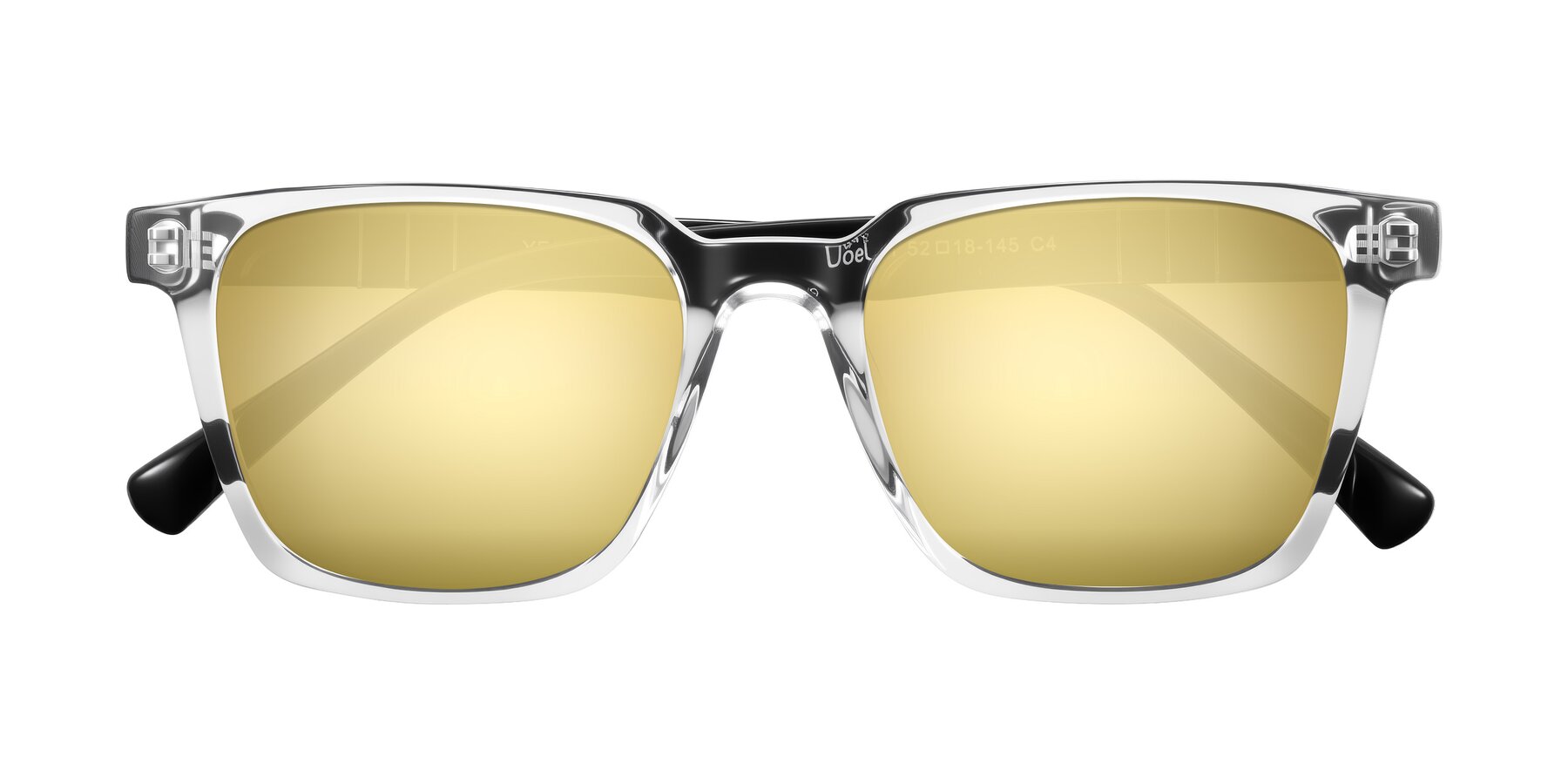 Folded Front of Doelum in Clear/Black with Gold Mirrored Lenses