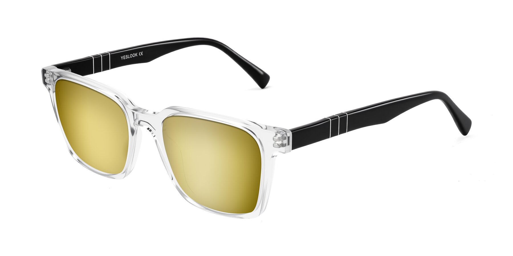 Angle of Doelum in Clear/Black with Gold Mirrored Lenses