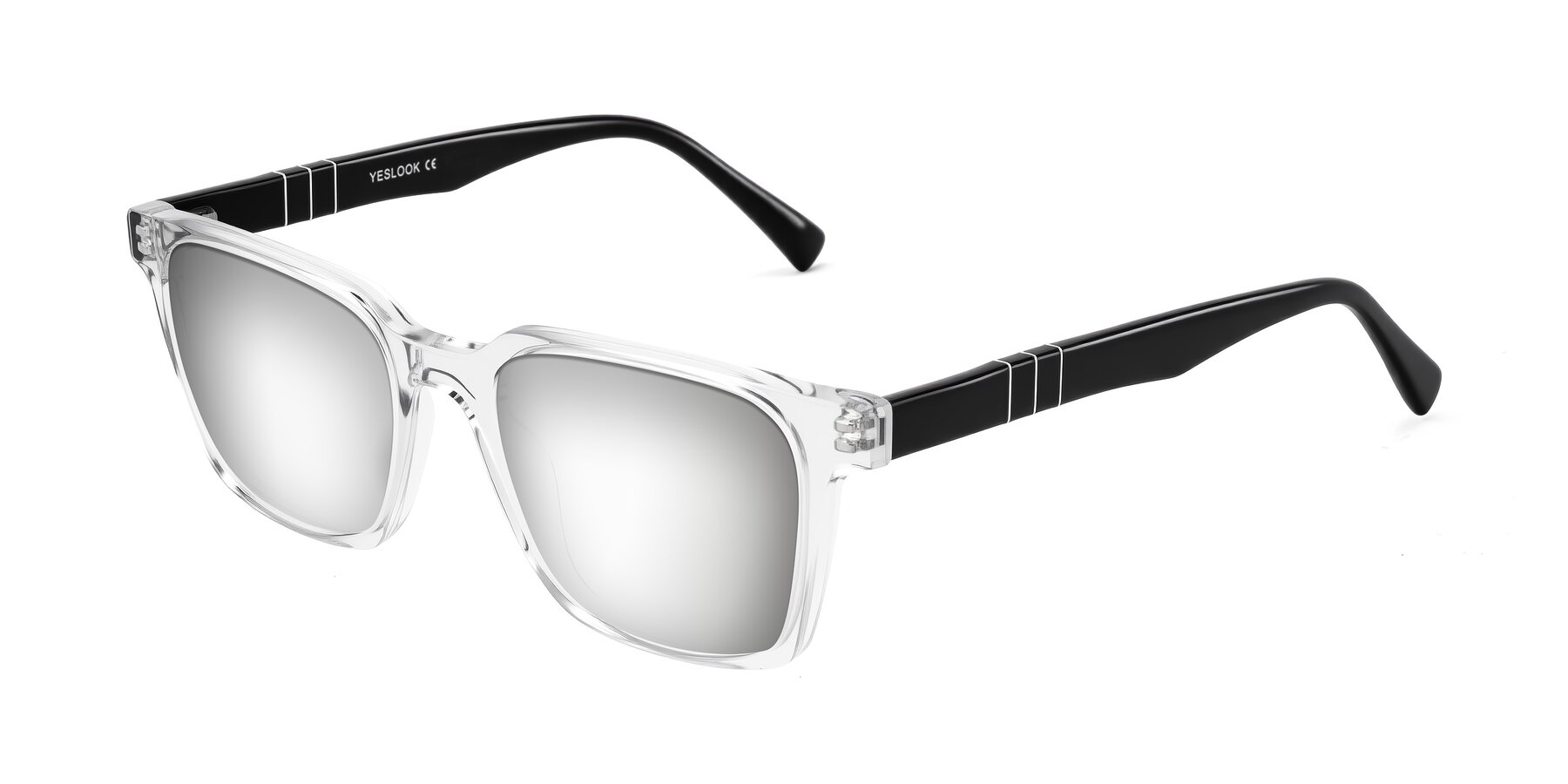 Angle of Doelum in Clear/Black with Silver Mirrored Lenses
