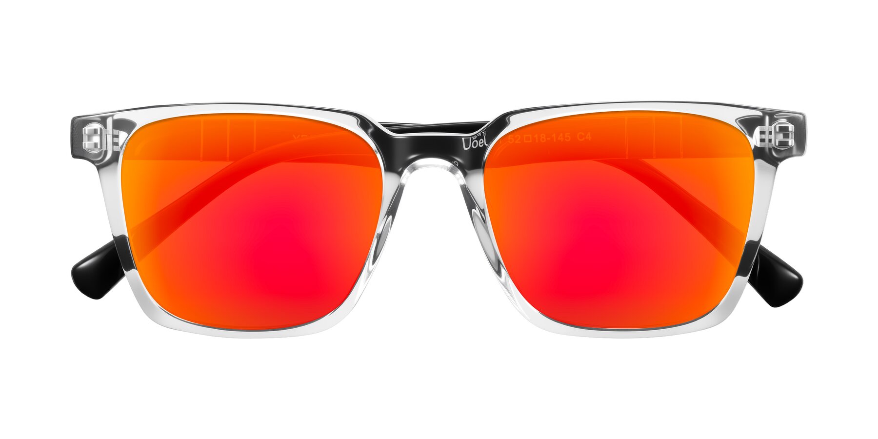 Folded Front of Doelum in Clear/Black with Red Gold Mirrored Lenses