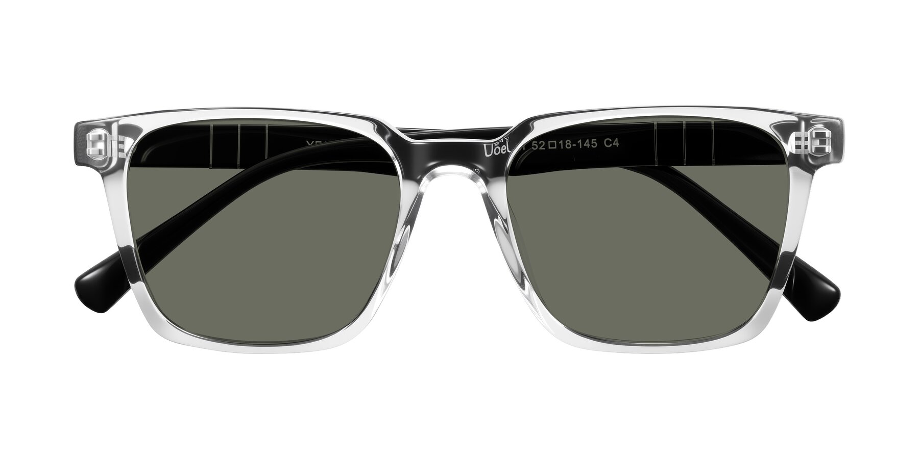 Folded Front of Doelum in Clear/Black with Gray Polarized Lenses