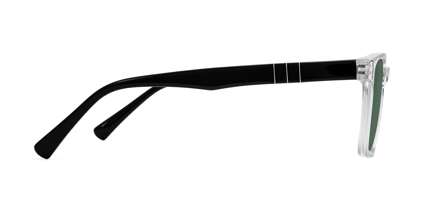 Side of Doelum in Clear/Black with Green Polarized Lenses