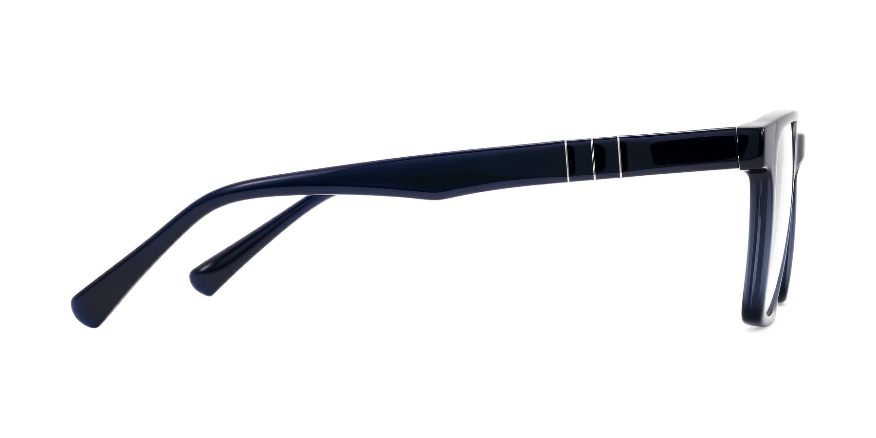Side of Doelum in Dark Navy with Clear Blue Light Blocking Lenses