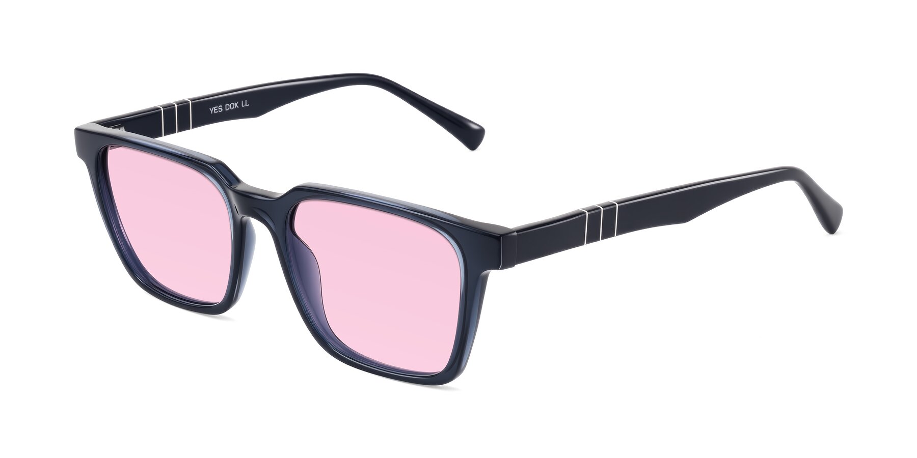 Angle of Doelum in Dark Navy with Light Pink Tinted Lenses