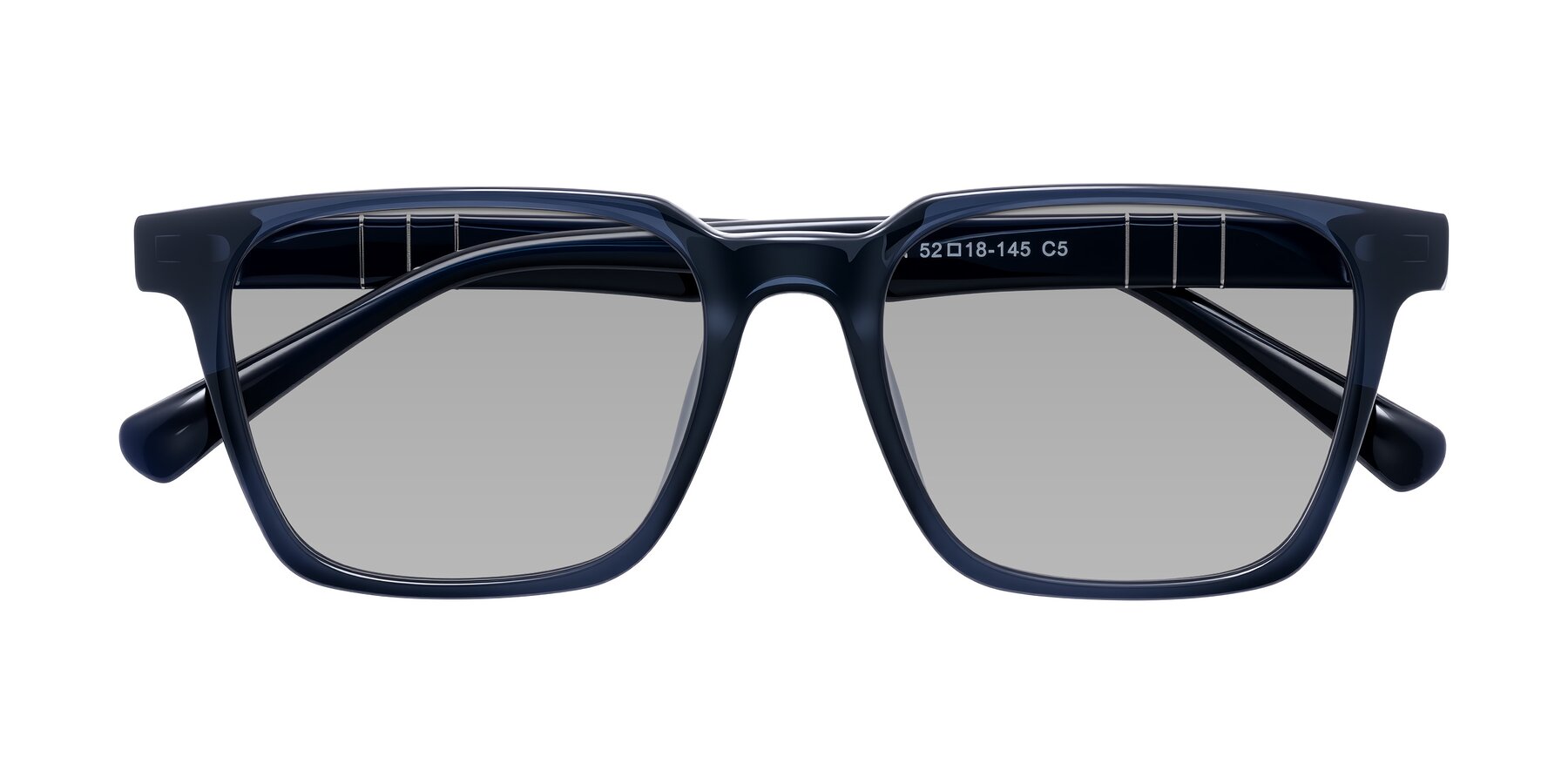 Folded Front of Doelum in Dark Navy with Light Gray Tinted Lenses