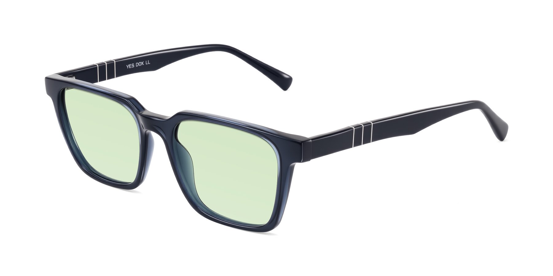 Angle of Doelum in Dark Navy with Light Green Tinted Lenses