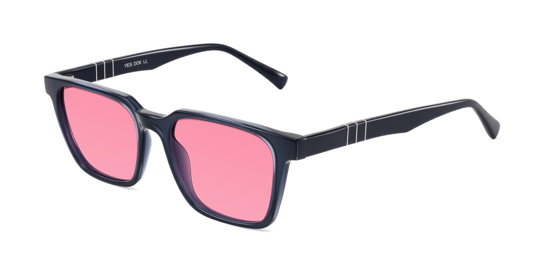 Angle of Doelum in Dark Navy with Pink Tinted Lenses