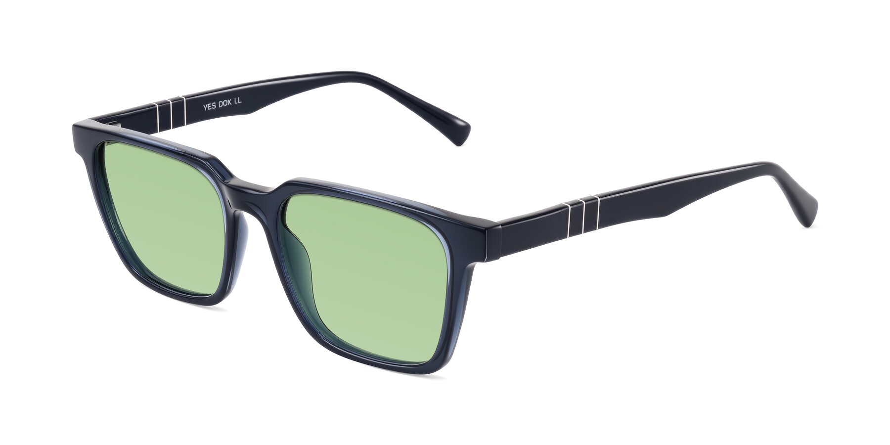 Angle of Doelum in Dark Navy with Medium Green Tinted Lenses