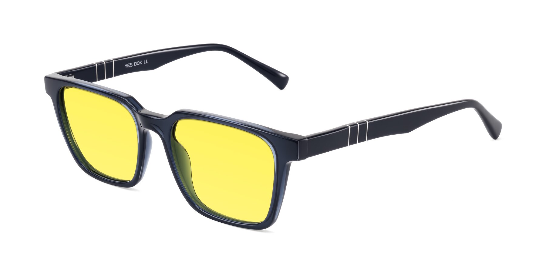 Angle of Doelum in Dark Navy with Medium Yellow Tinted Lenses