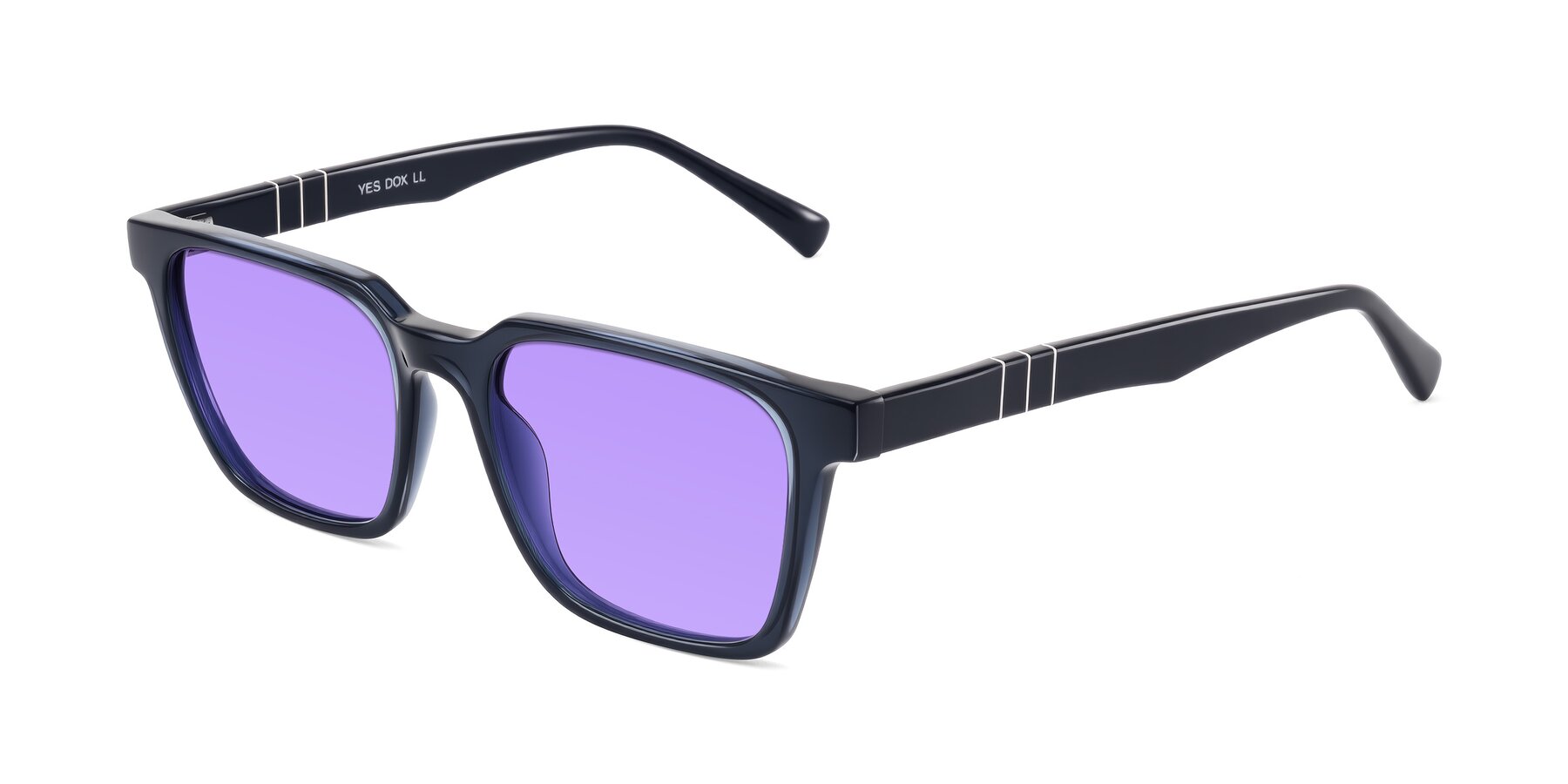 Angle of Doelum in Dark Navy with Medium Purple Tinted Lenses