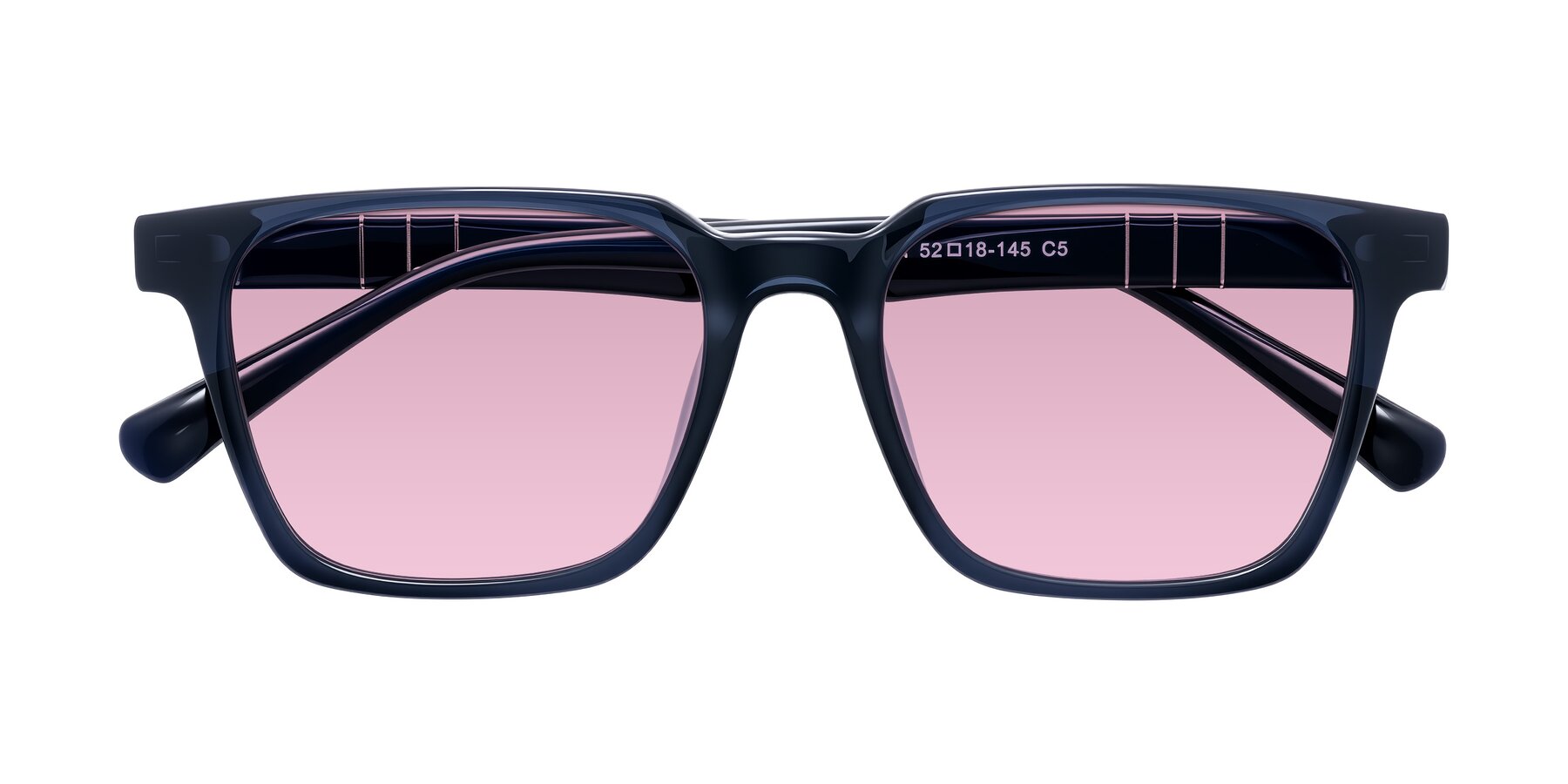 Folded Front of Doelum in Dark Navy with Light Wine Tinted Lenses