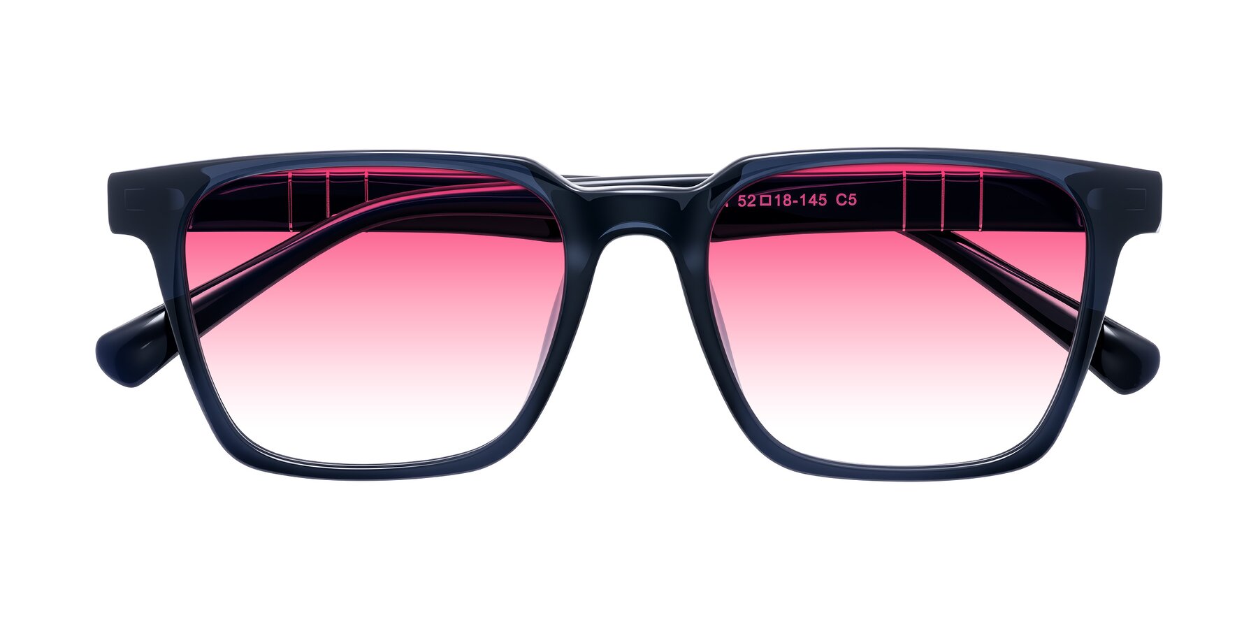 Folded Front of Doelum in Dark Navy with Pink Gradient Lenses