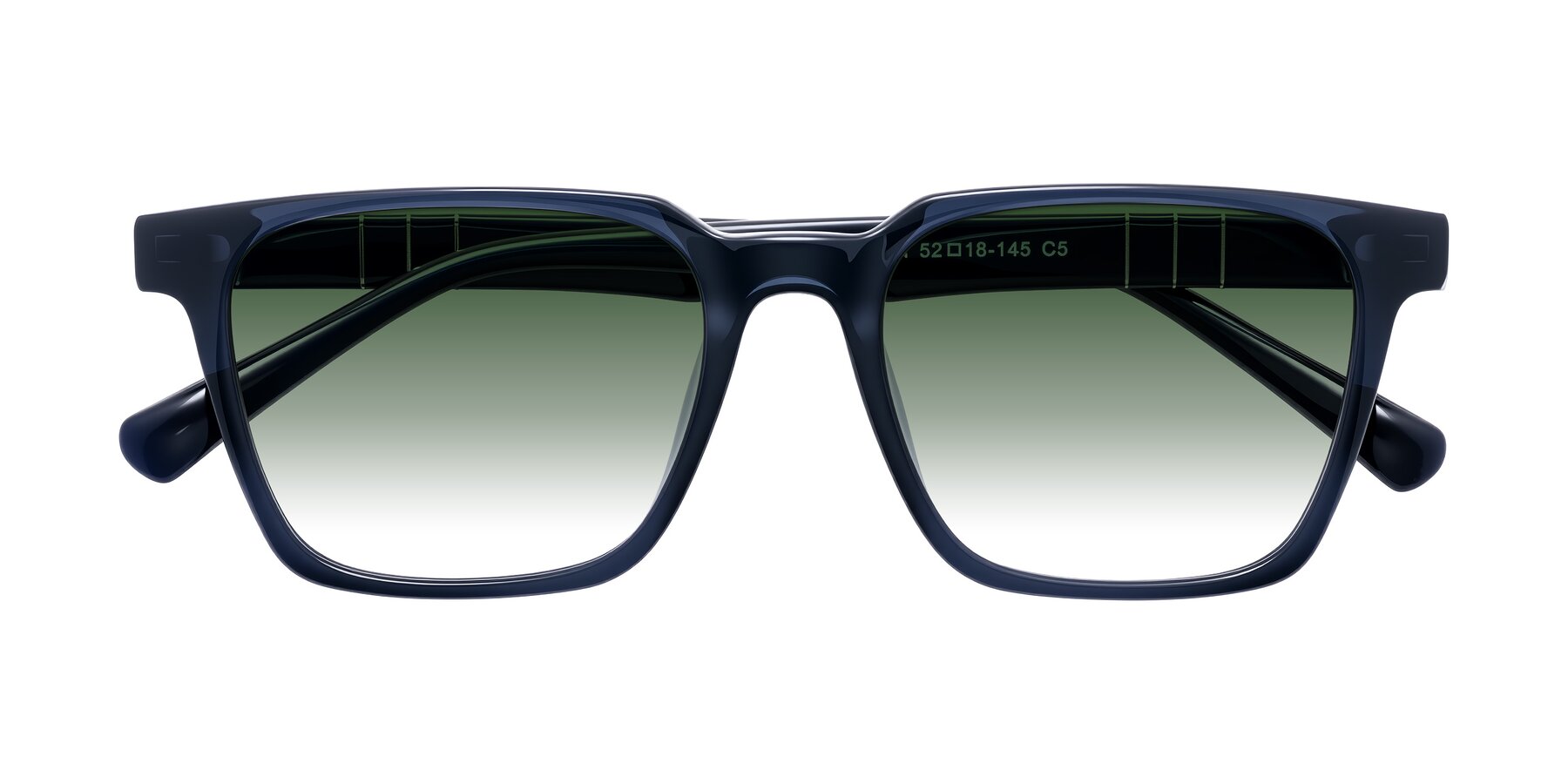 Folded Front of Doelum in Dark Navy with Green Gradient Lenses