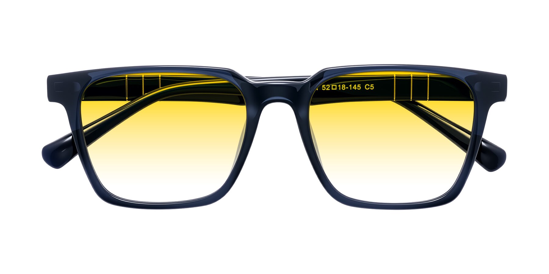 Folded Front of Doelum in Dark Navy with Yellow Gradient Lenses