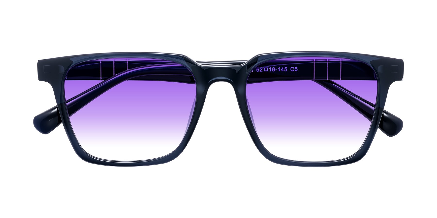 Folded Front of Doelum in Dark Navy with Purple Gradient Lenses