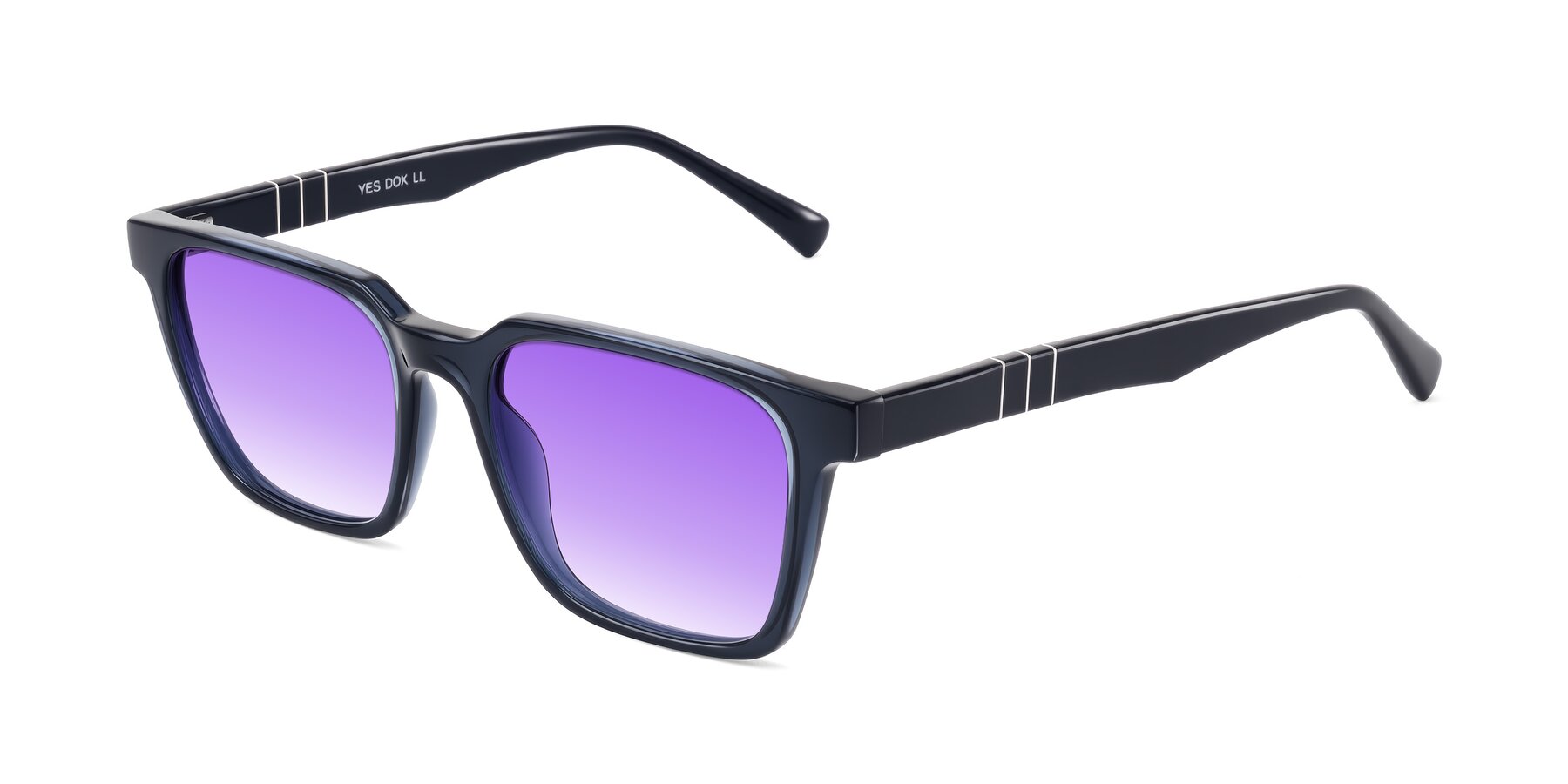 Angle of Doelum in Dark Navy with Purple Gradient Lenses