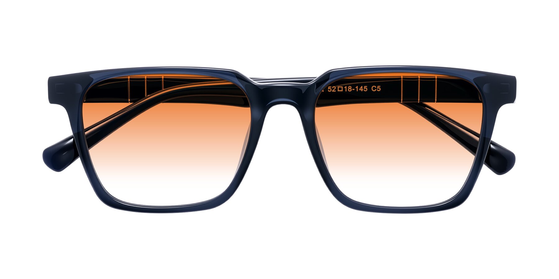 Folded Front of Doelum in Dark Navy with Orange Gradient Lenses