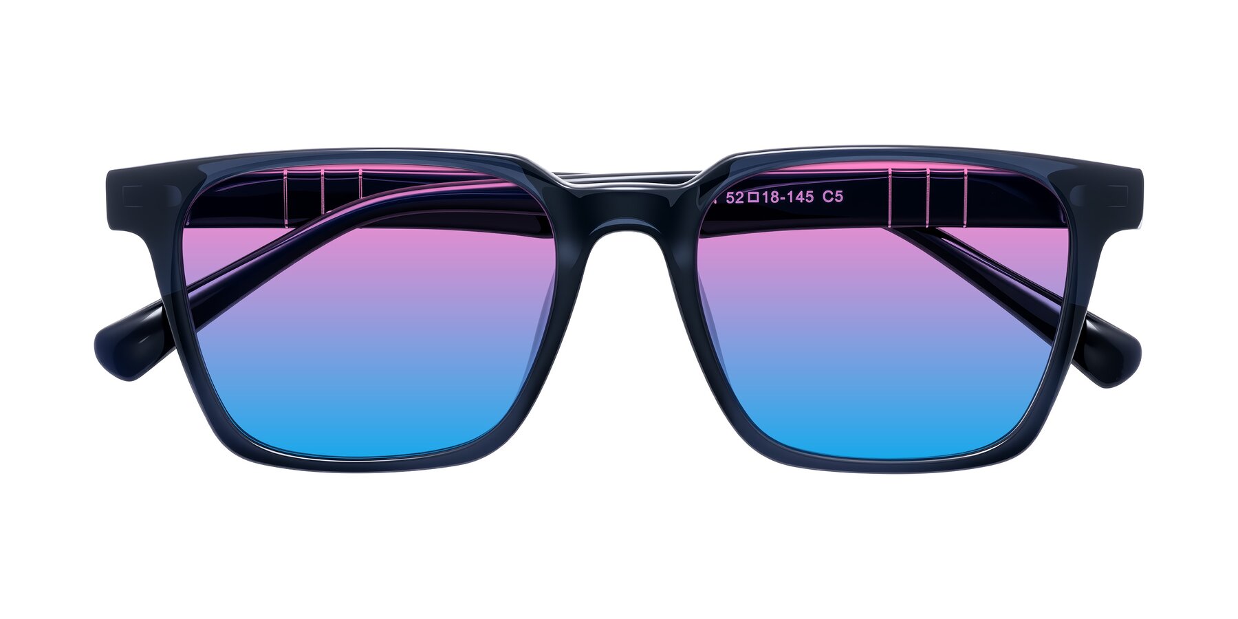 Folded Front of Doelum in Dark Navy with Pink / Blue Gradient Lenses