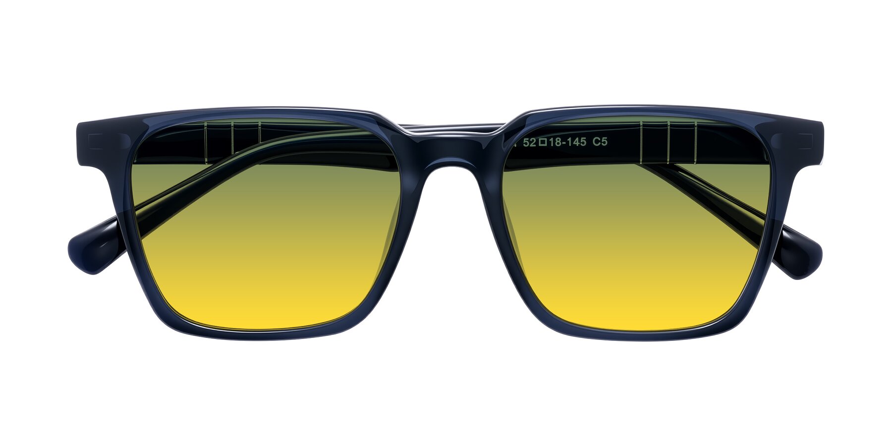 Folded Front of Doelum in Dark Navy with Green / Yellow Gradient Lenses