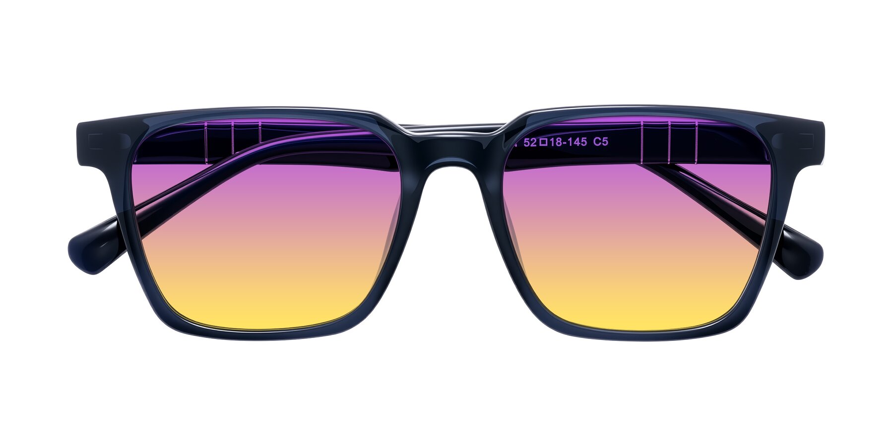 Folded Front of Doelum in Dark Navy with Purple / Yellow Gradient Lenses