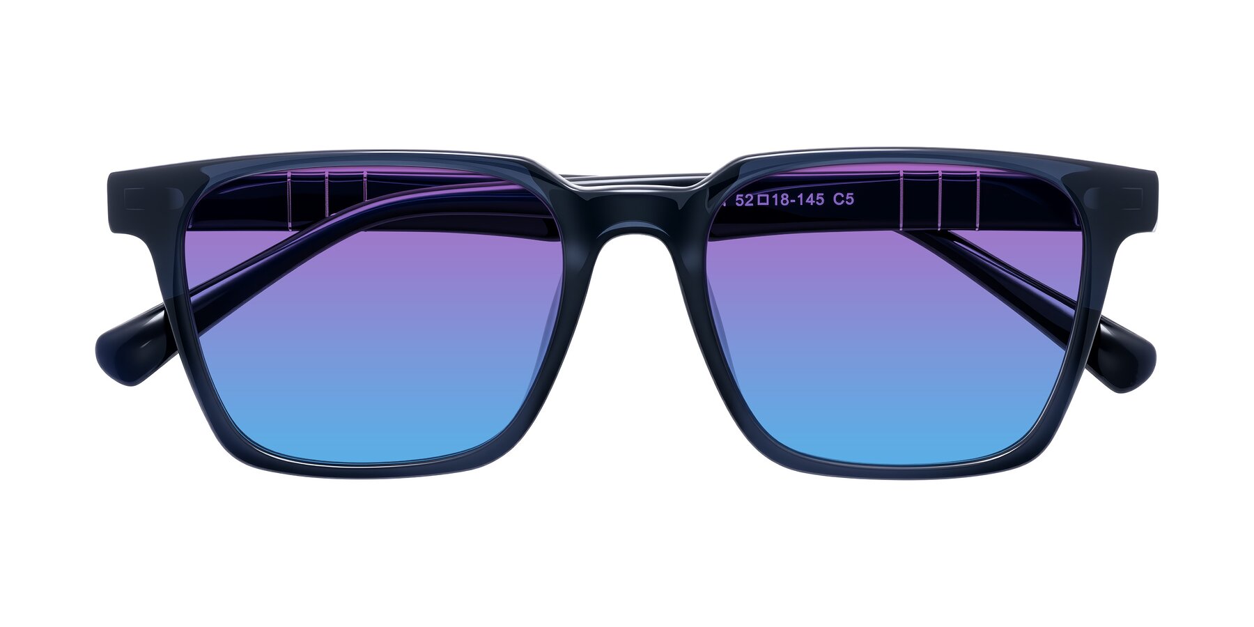 Folded Front of Doelum in Dark Navy with Purple / Blue Gradient Lenses