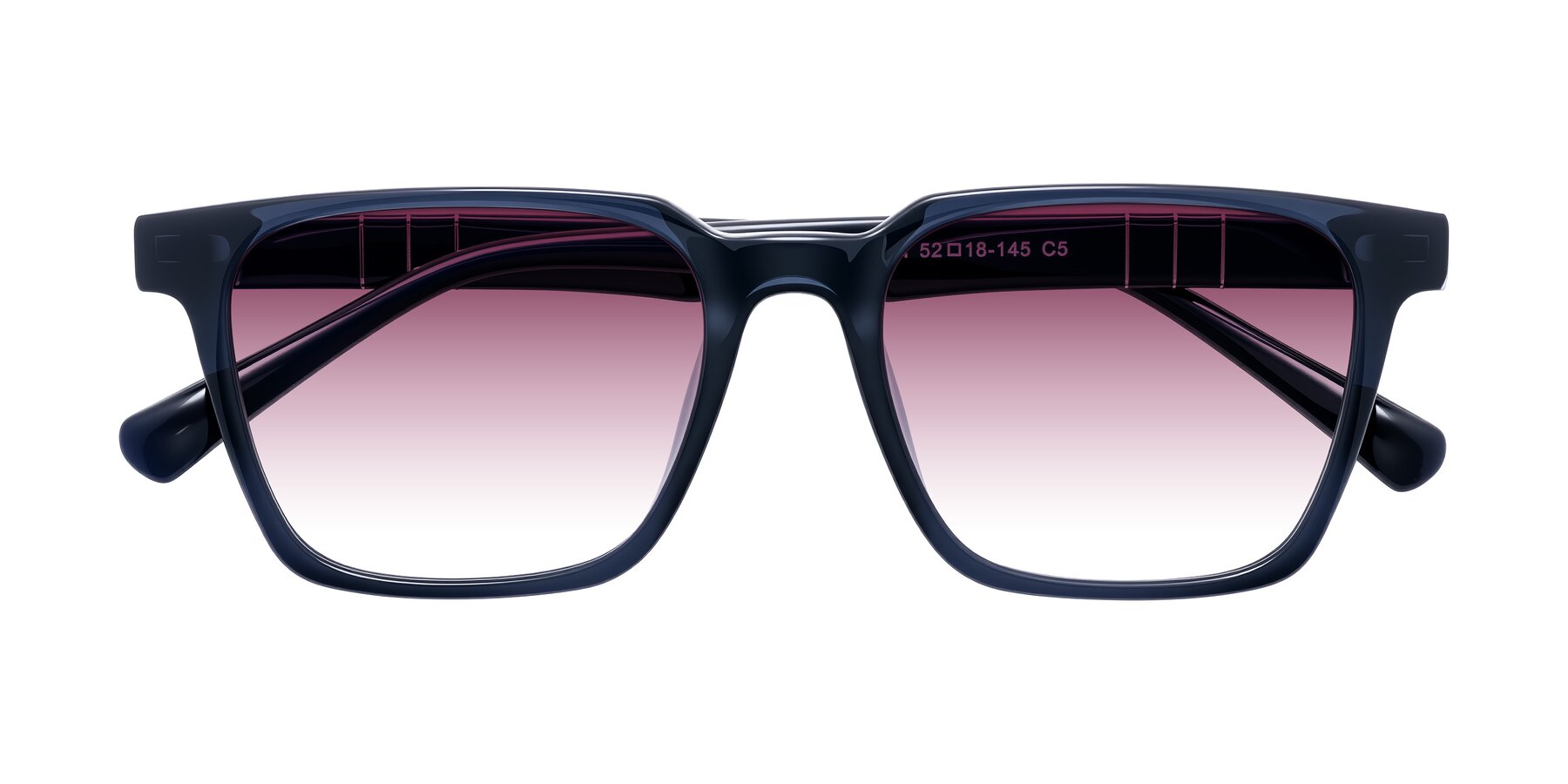 Folded Front of Doelum in Dark Navy with Wine Gradient Lenses