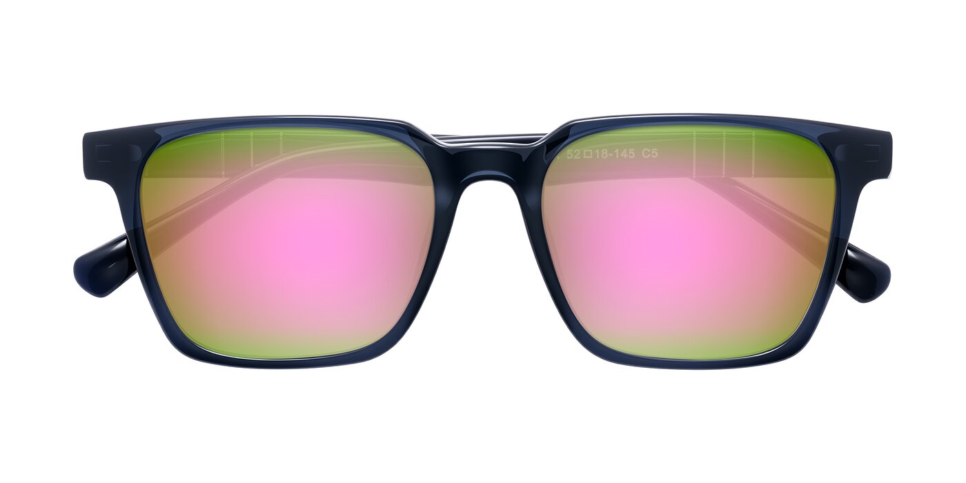 Doelum - Dark Navy Flash Mirrored Sunglasses