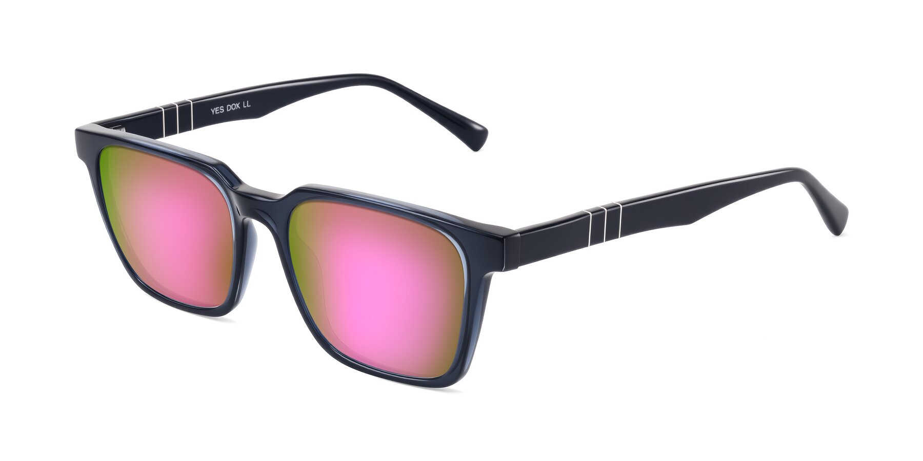 Angle of Doelum in Dark Navy with Pink Mirrored Lenses