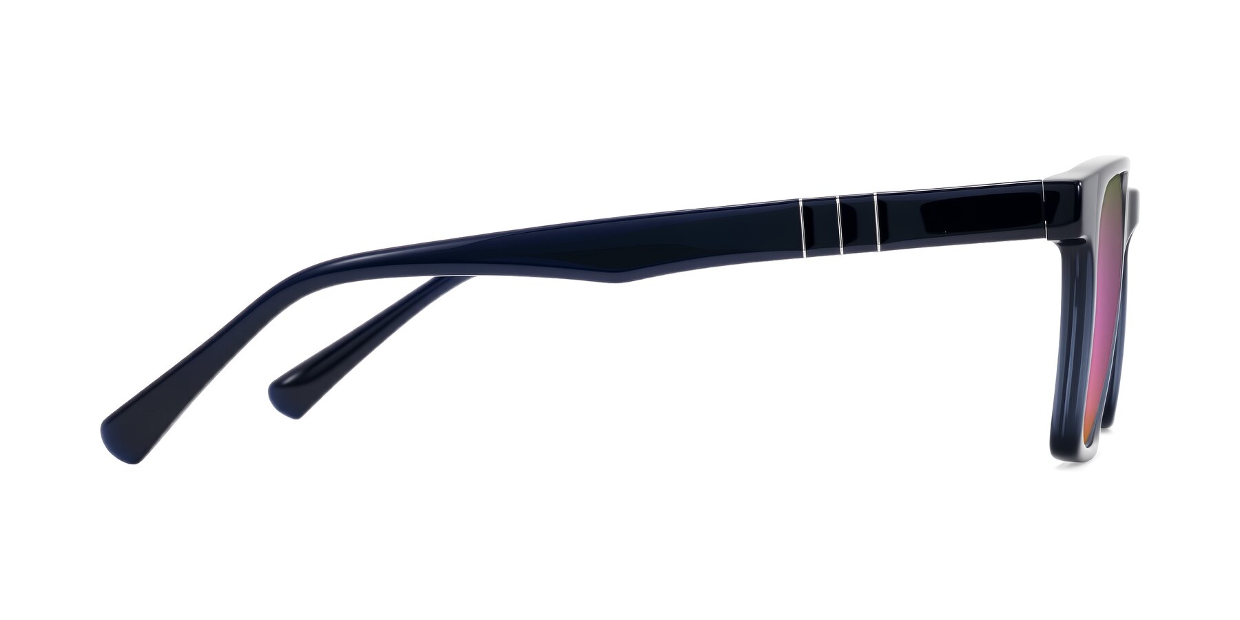 Side of Doelum in Dark Navy with Pink Mirrored Lenses