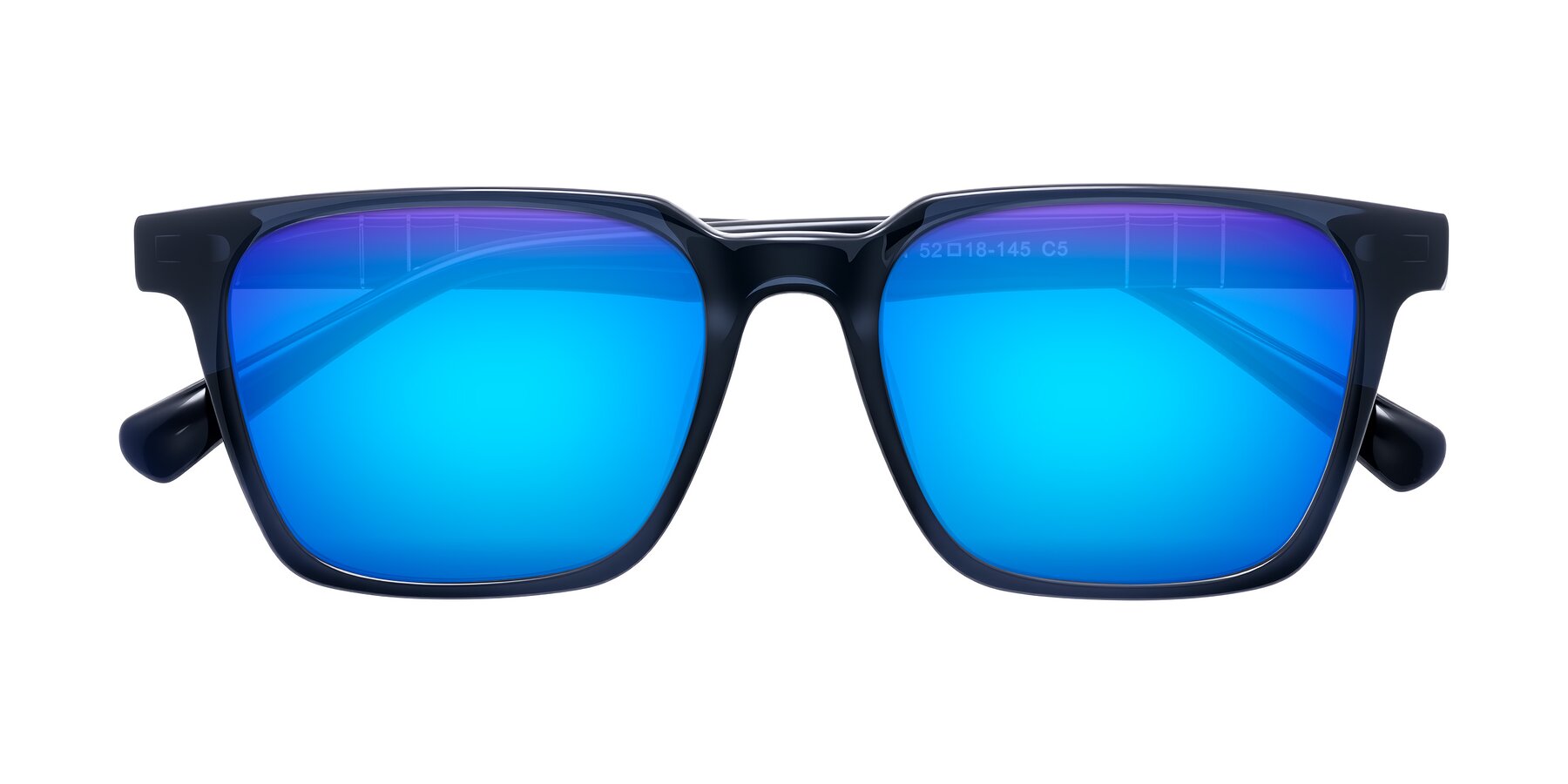 Folded Front of Doelum in Dark Navy with Blue Mirrored Lenses