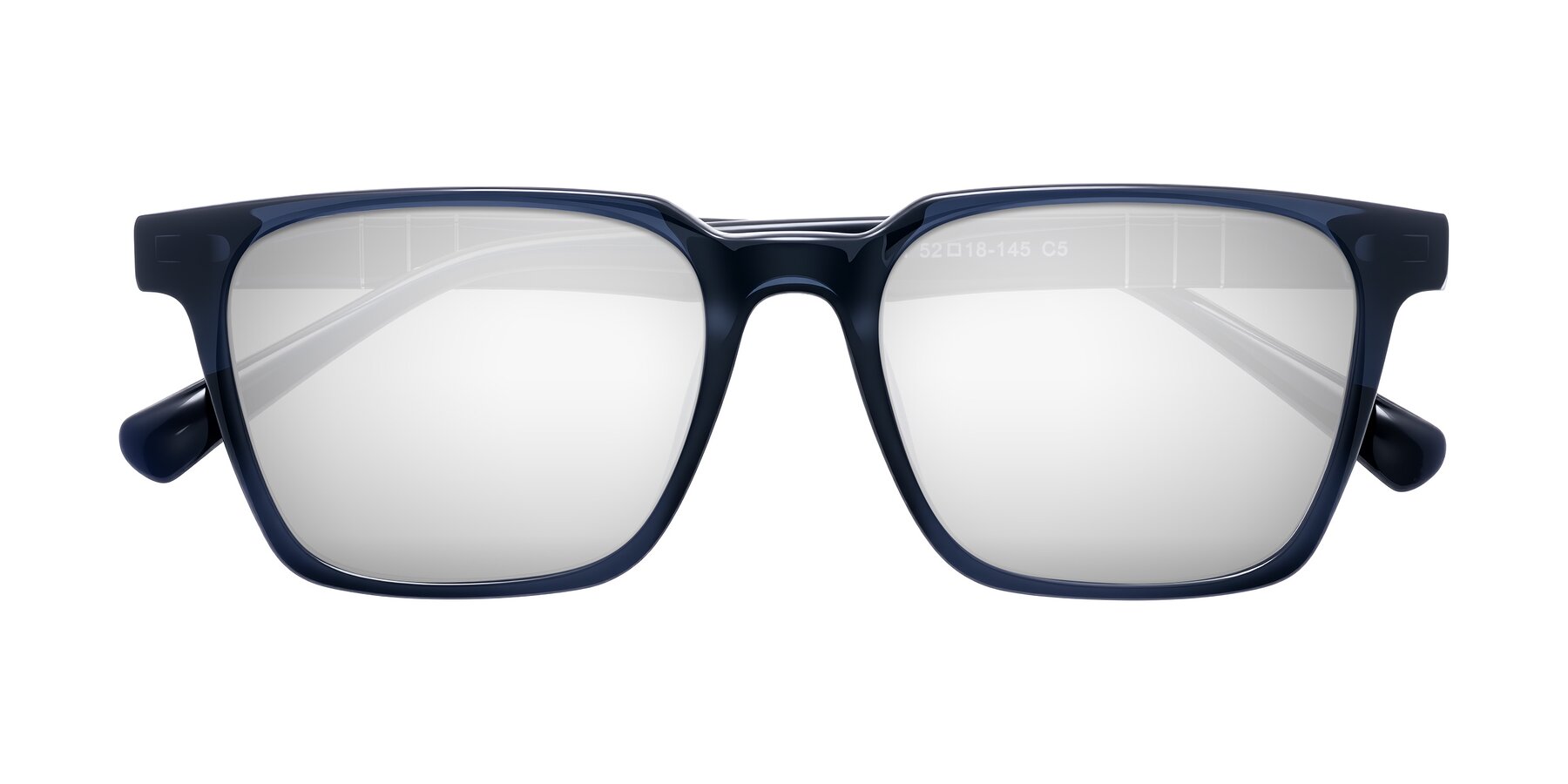 Folded Front of Doelum in Dark Navy with Silver Mirrored Lenses