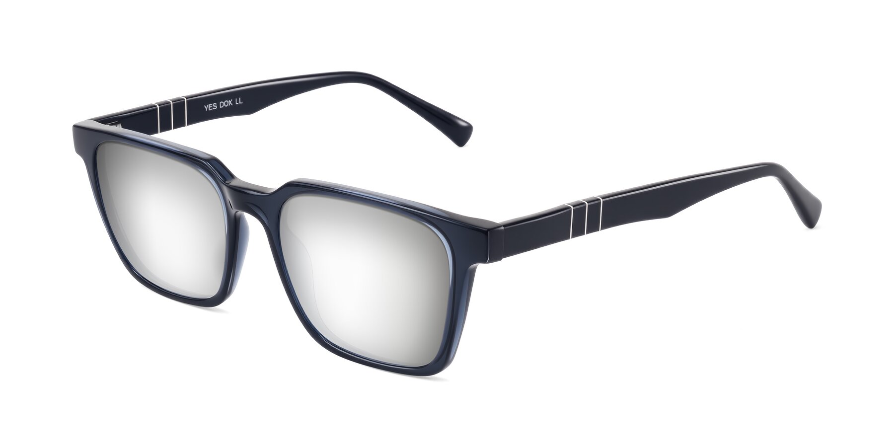 Angle of Doelum in Dark Navy with Silver Mirrored Lenses