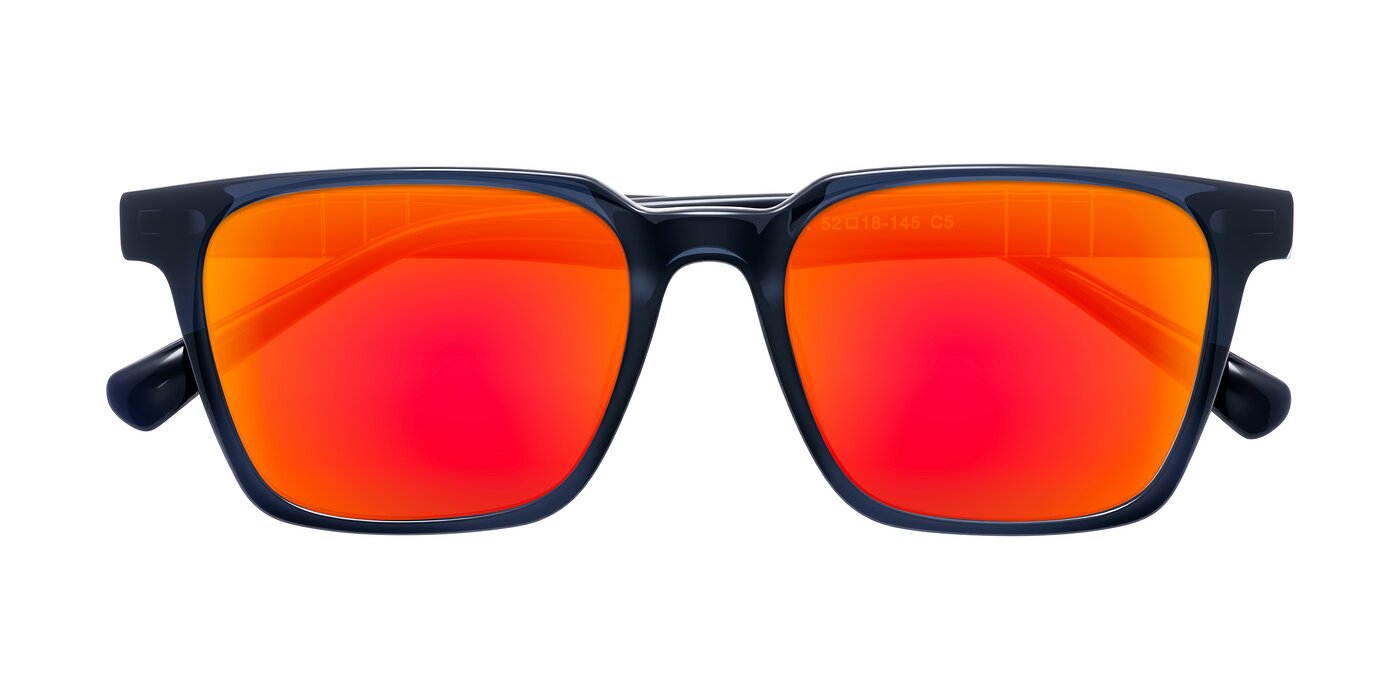 Doelum - Dark Navy Flash Mirrored Sunglasses