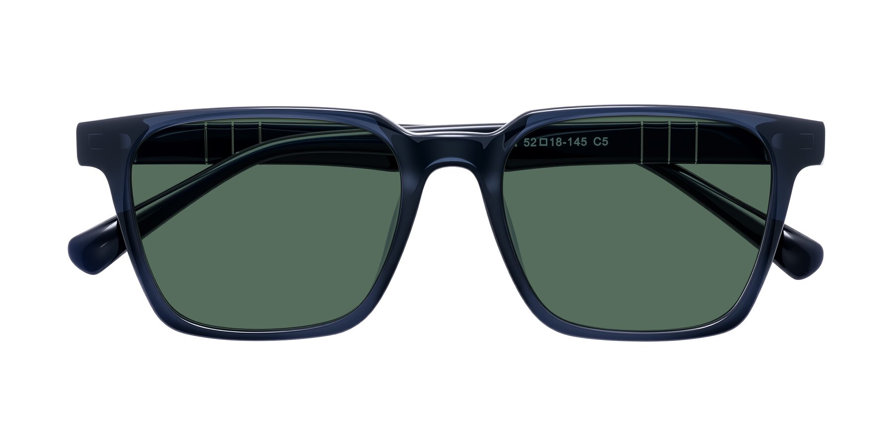 Folded Front of Doelum in Dark Navy with Green Polarized Lenses