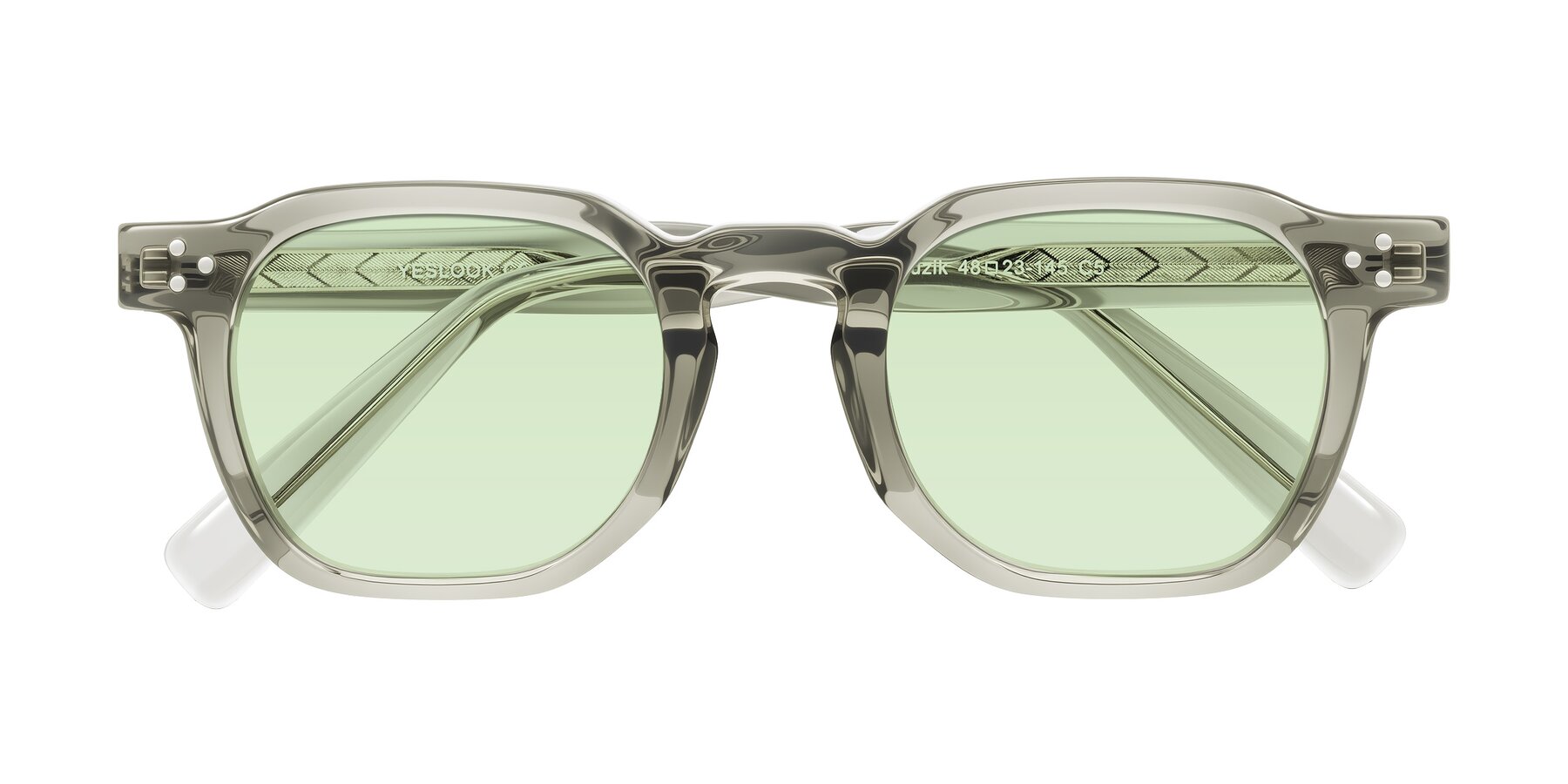 Folded Front of Muzik in Light Gray to Charcoal Shift with Light Green Tinted Lenses