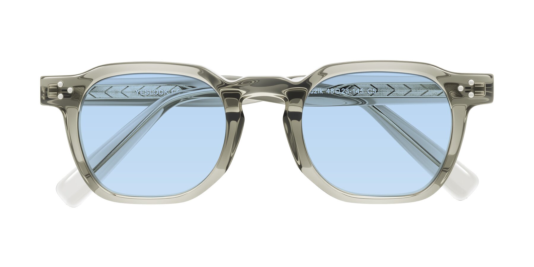 Folded Front of Muzik in Light Gray to Charcoal Shift with Light Blue Tinted Lenses