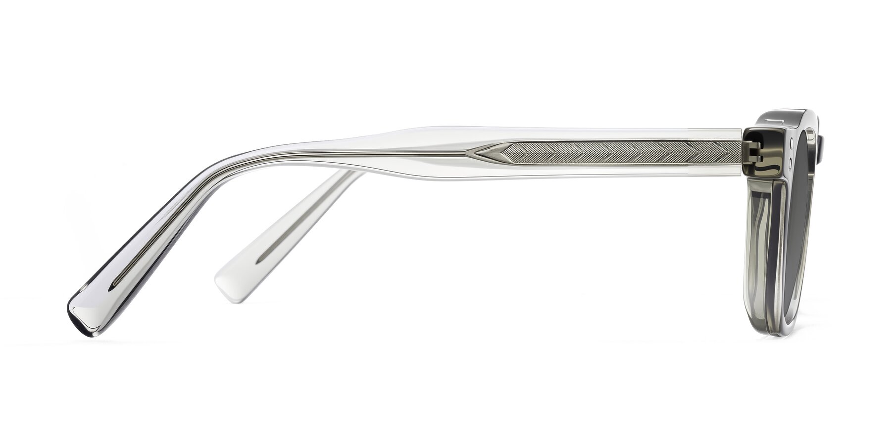 Side of Muzik in Light Gray to Charcoal Shift with Medium Gray Tinted Lenses