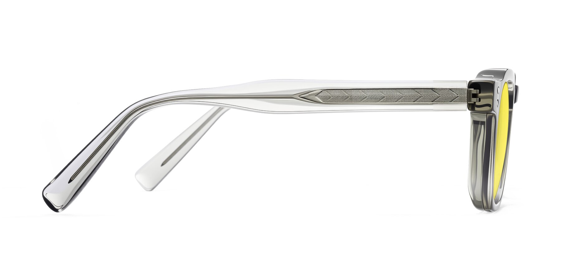 Side of Muzik in Light Gray to Charcoal Shift with Medium Yellow Tinted Lenses