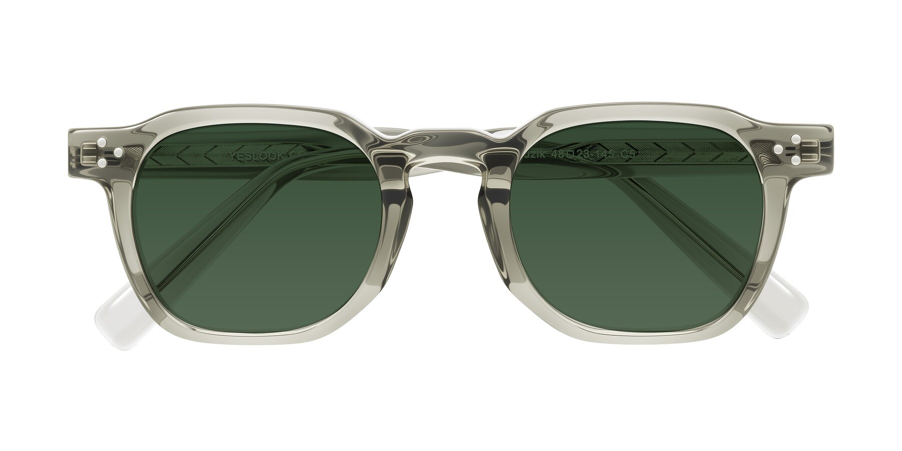 Folded Front of Muzik in Light Gray to Charcoal Shift with Green Tinted Lenses
