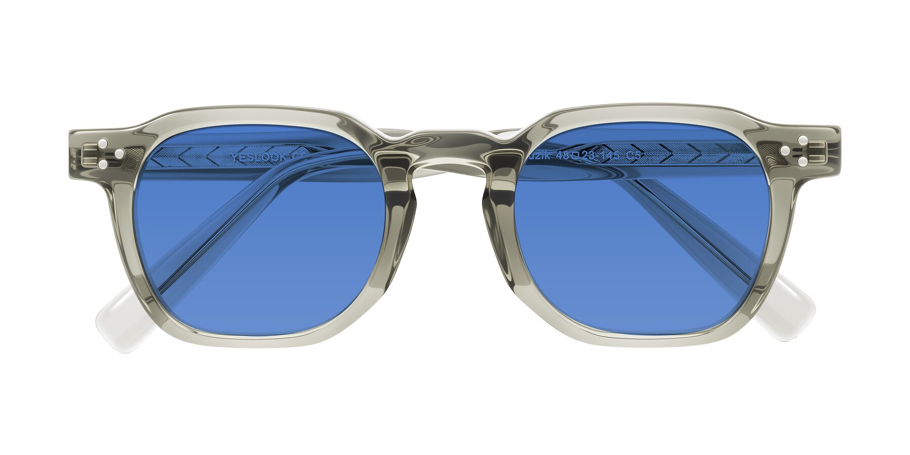 Folded Front of Muzik in Light Gray to Charcoal Shift with Blue Tinted Lenses