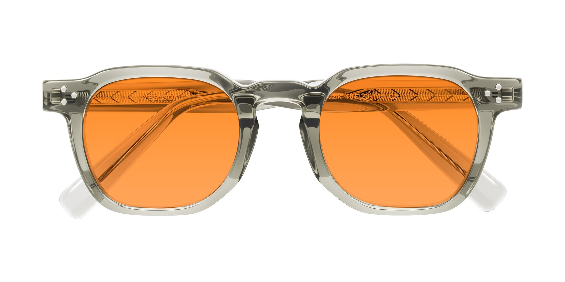 Folded Front of Muzik in Light Gray to Charcoal Shift with Orange Tinted Lenses