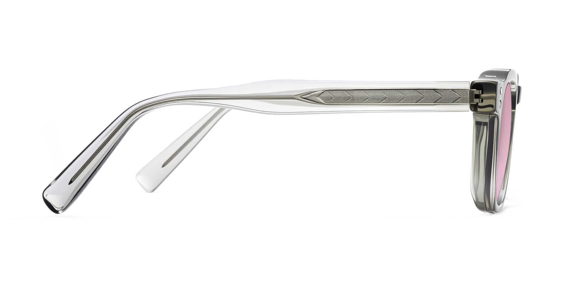 Side of Muzik in Light Gray to Charcoal Shift with Light Wine Tinted Lenses