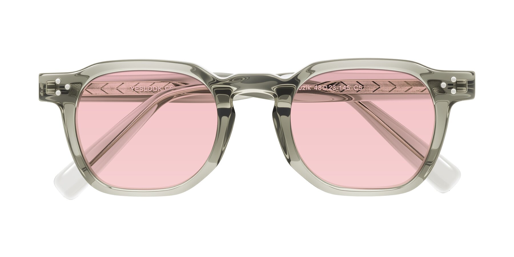 Folded Front of Muzik in Light Gray to Charcoal Shift with Light Garnet Tinted Lenses