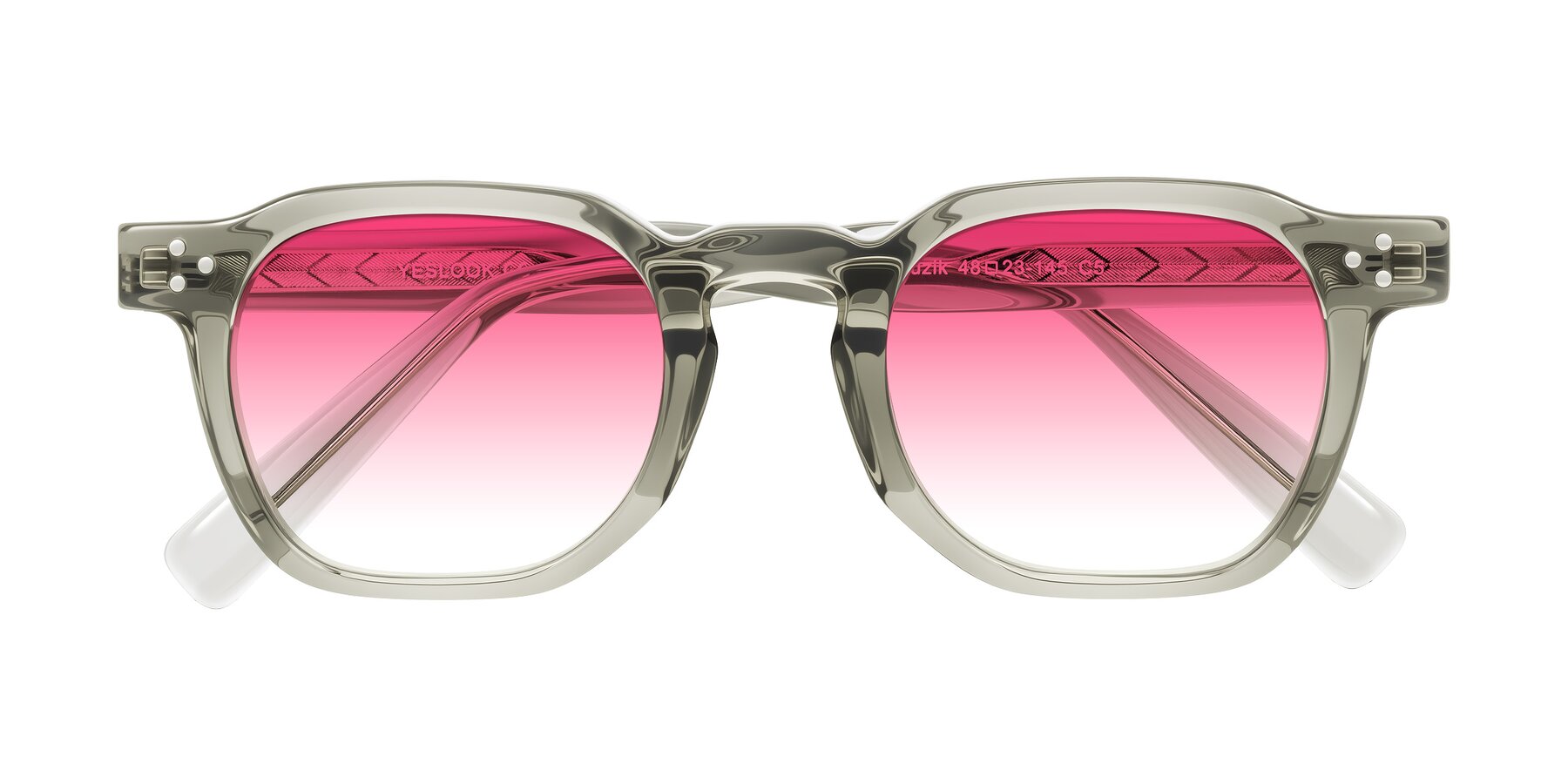 Folded Front of Muzik in Light Gray to Charcoal Shift with Pink Gradient Lenses