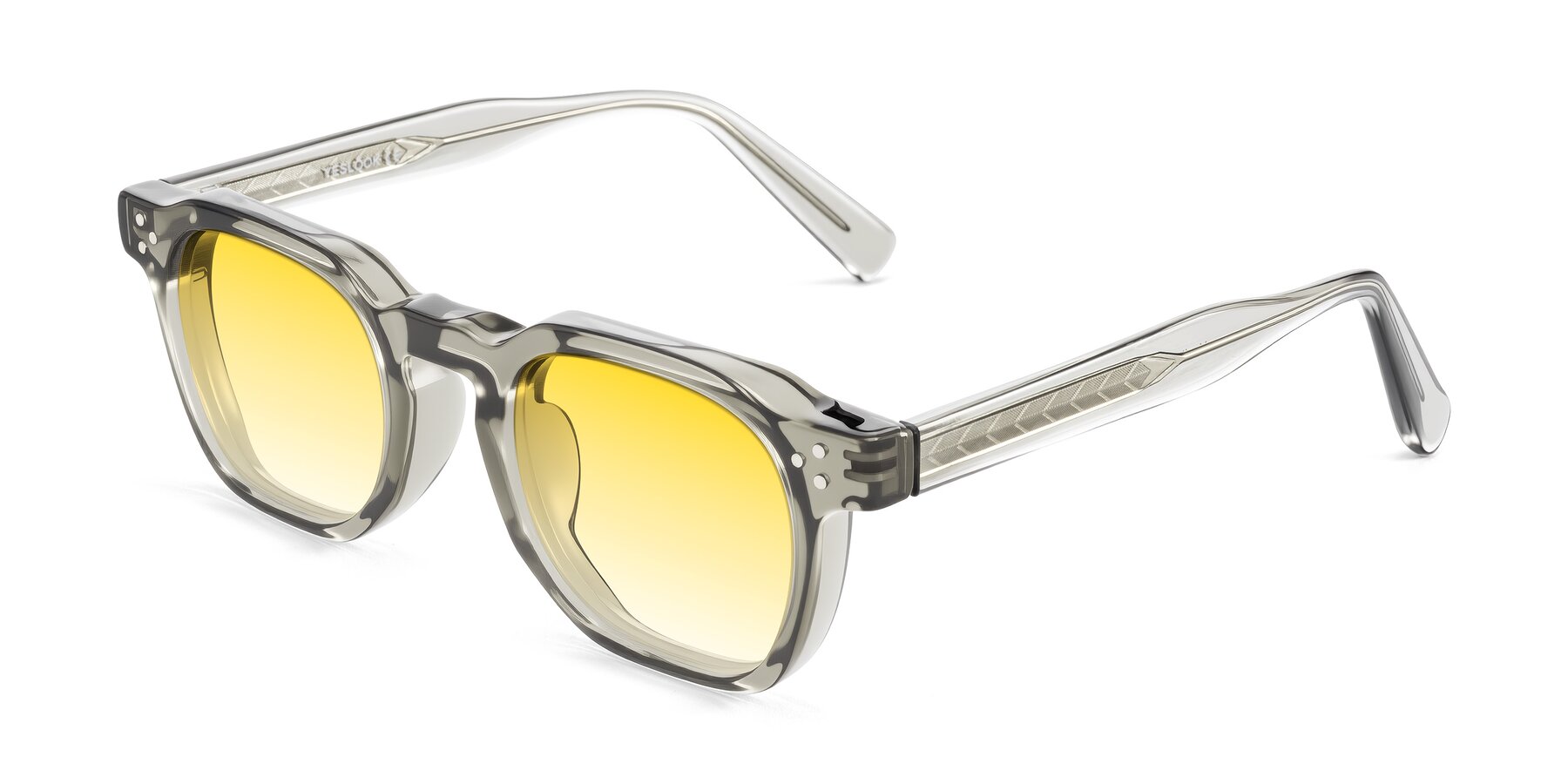 Angle of Muzik in Light Gray to Charcoal Shift with Yellow Gradient Lenses