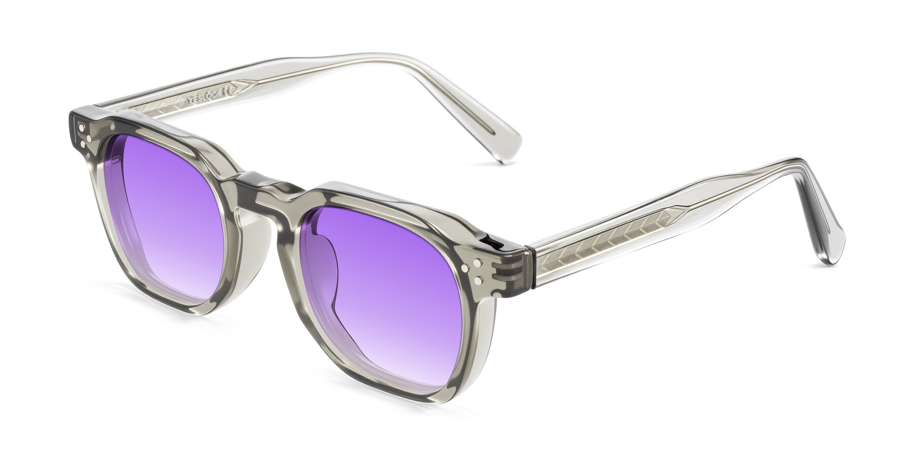 Angle of Muzik in Light Gray to Charcoal Shift with Purple Gradient Lenses