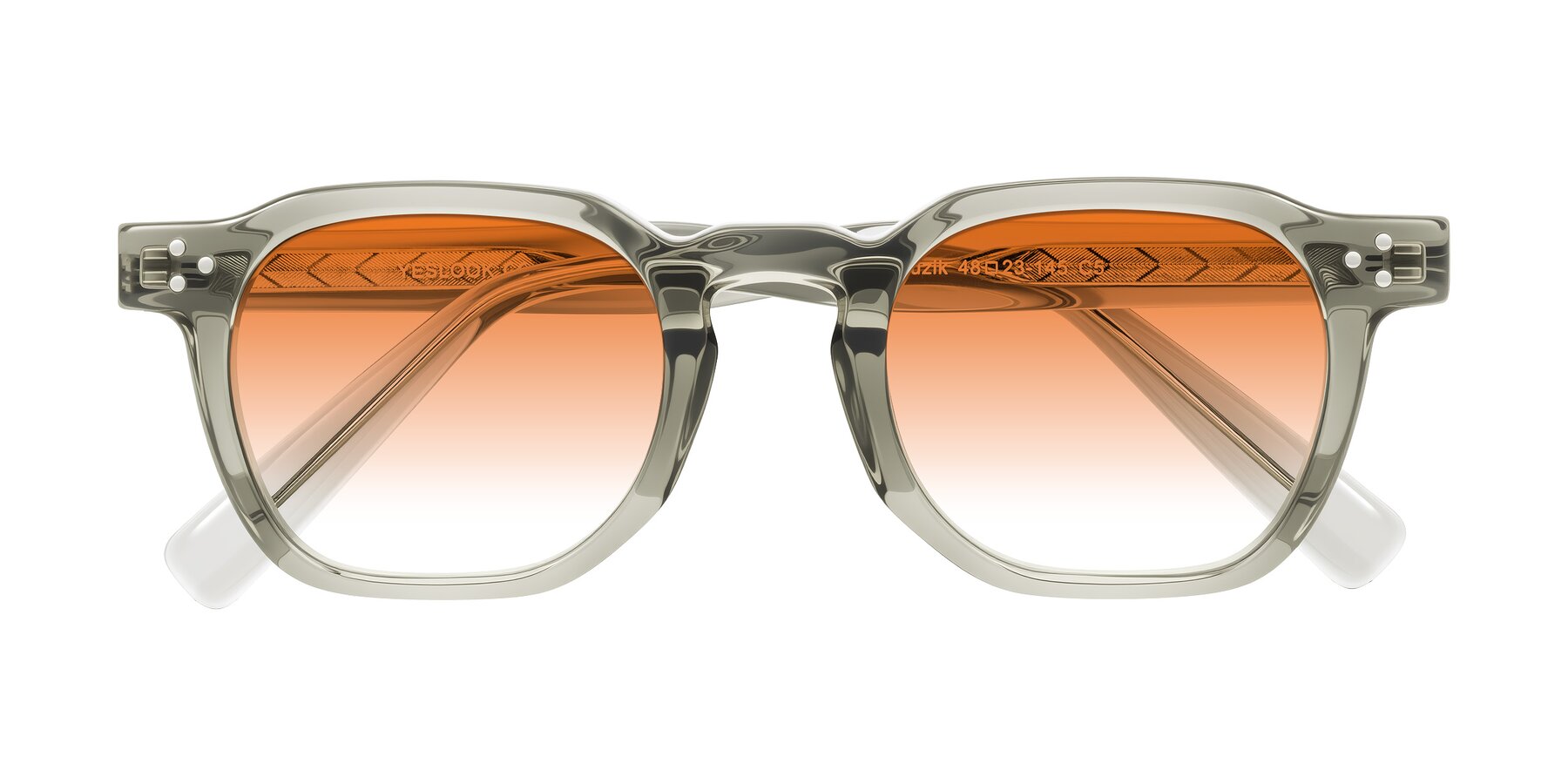 Folded Front of Muzik in Light Gray to Charcoal Shift with Orange Gradient Lenses