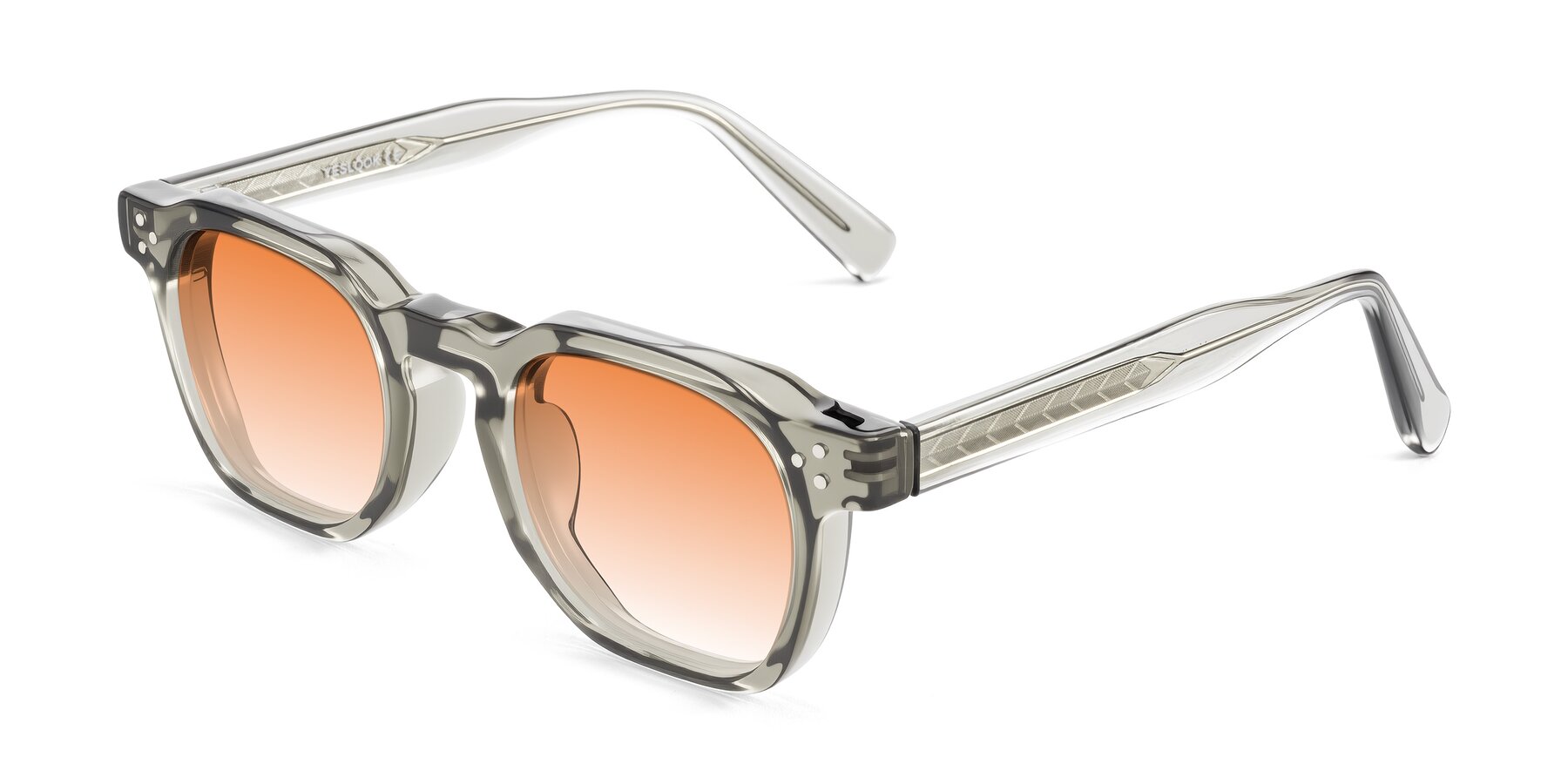 Angle of Muzik in Light Gray to Charcoal Shift with Orange Gradient Lenses