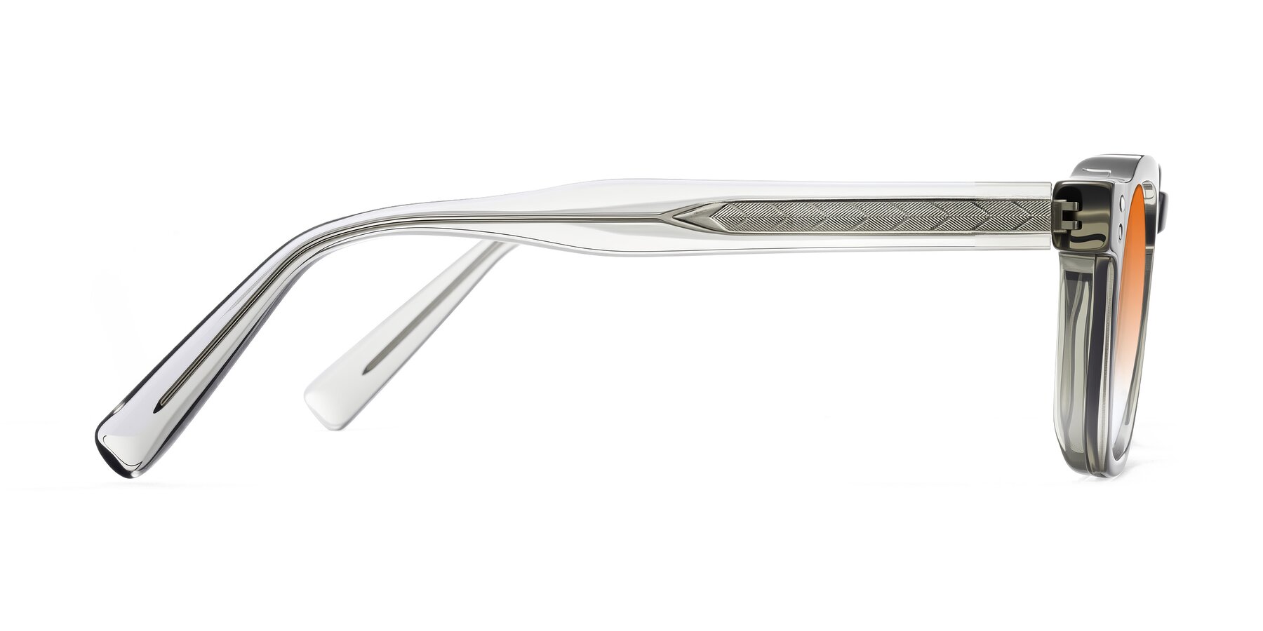 Side of Muzik in Light Gray to Charcoal Shift with Orange Gradient Lenses