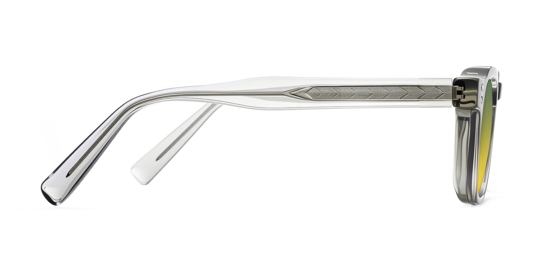 Side of Muzik in Light Gray to Charcoal Shift with Green / Yellow Gradient Lenses